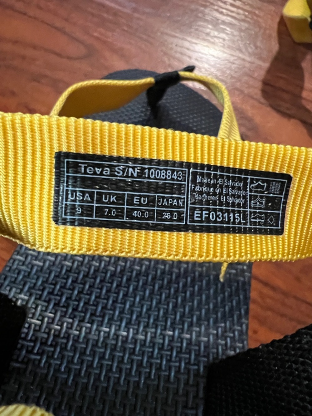 Teva Black Sandals with Yellow Straps - Picture 7 of 11